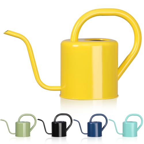 Watering Can, Stainless Steel Watering Can for Indoor & Outdoor Plants, 1L/35oz Long Spout Water Can with Handle, Rust-Proof Plant Watering Pot for House Plants, Garden Flowers - color: Yellow