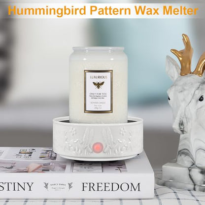 Wax Melt Warmer for Scented Wax,Ceramic Wax Warmer Fragrances Candle Oils | Home Fragrance Wax Burner,True White Electric Candle Warmer as Gifts for Mom Women(Hummingbird) - color: White Hummingbird