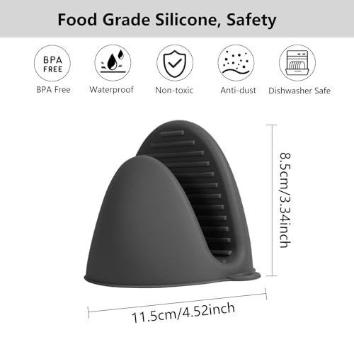 6 Pack Mini Oven Mitts Silicone Pot Holders Heat Resistan for Kitchen, Small Silicone Oven Gloves Kitchen Mittens Air Fryer Mitts Mini Hot Pot Pinch Grip for Baking & Grilling, Dark Grey - color: Dark Grey