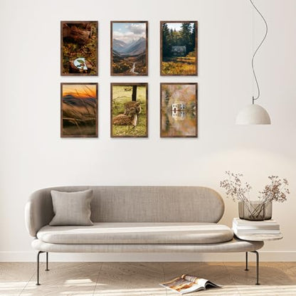 11x17 Picture Frame Deep Brown for Wall Hanging, Wood 11 x 17 Frame Photo Frame for Wall Horizontally or Vertically, Deep Brown, 3 Pack - size: 11x17 inch