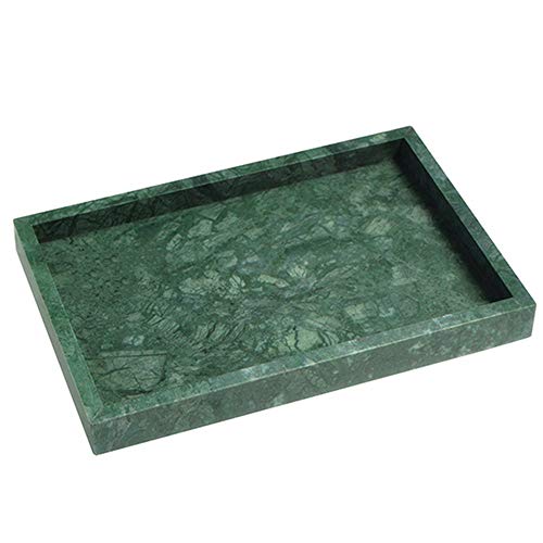 Natural Marble Storage Vanity Tray, Cosmetics Jewelery Tray, Kitchen Organizer, Coffee Table Tray (Dark Green, 11.8L x 7.87W x 1.18H) - color: Blue Green