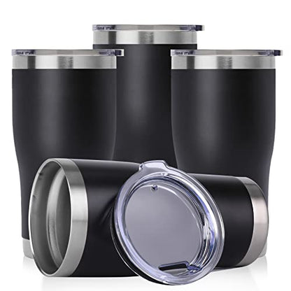 DOMICARE 20oz Tumbler with Lid Stainless Steel Tumblers Bulk, Double Wall Vacuum Insulated Coffee Travel Mug Powder Coated Tumbler, 4 Count (Pack of 1) Black - color: Black, size: 4 count