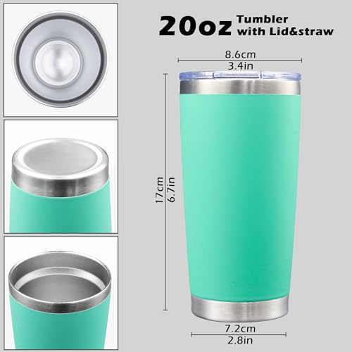 20oz Tumbler with Lid Stainless Steel Tumblers Insulated Mug Light Blue 12P - color: Light Blue