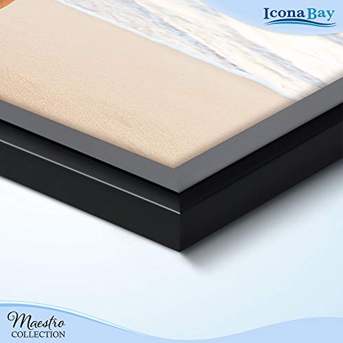 Combination Black Picture Frames Set - 10 PC (Five 4x6, Three 5x7, Two 8x10), Classy Contemporary Style, Maestro Collection for Wall Gallery | Icona Bay Mixed Photo Frames - Glass Cover Sheet - Classy Contemporary Style - Wall Gallery, Collage - Table Top
