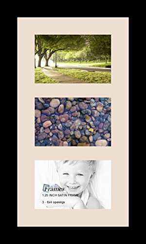 ArtToFrames Collage Photo Frame Single Mat with 3-4x6 Openings with Satin Black Frame and Alabaster mat. - color: 3 - 4x6 - (2158), size: Alabaster