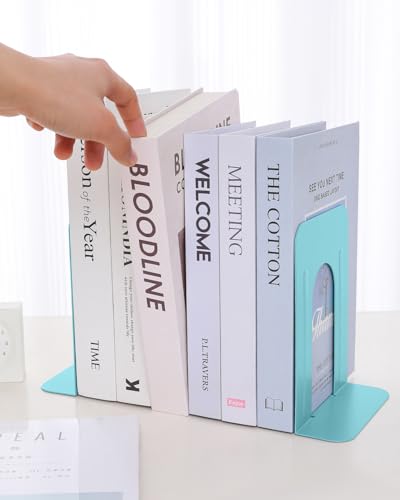 Honagu Bookends, Metal Book Ends, Bookends for Shelves, Book Holder Stopper for Heavy Books/CDs/DVDs ((1 Pair/2 Pieces, Green) - color: Macaron Green