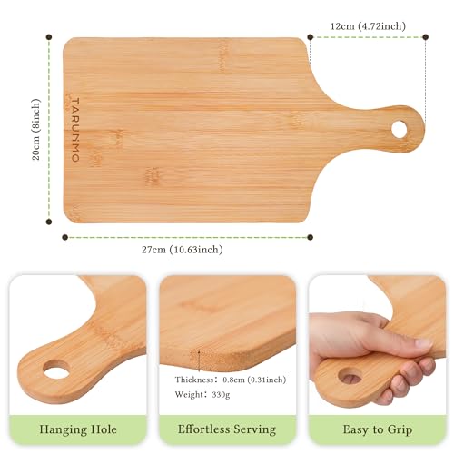Bamboo Cutting Board Set of 3 with Handle, Wooden Cutting Boards for Kitchen, Bamboo Chopping Board Set for Meat, Vegetables, Fruit and Bread