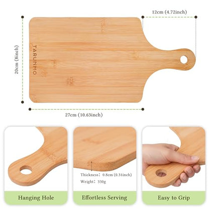 Bamboo Cutting Board Set of 3 with Handle, Wooden Cutting Boards for Kitchen, Bamboo Chopping Board Set for Meat, Vegetables, Fruit and Bread