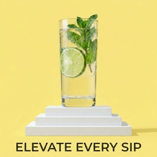 Godinger Highball Drinking Glasses, Italian Made Tall Glass Cups, Water Glasses Drinking Set, Cocktail Glasses - 14oz, Set of 4, Made In Italy | Premium quality 14oz drinking glasses set of 4, cocktail glasses, soda, juice, or everyday use, lead-free, dis