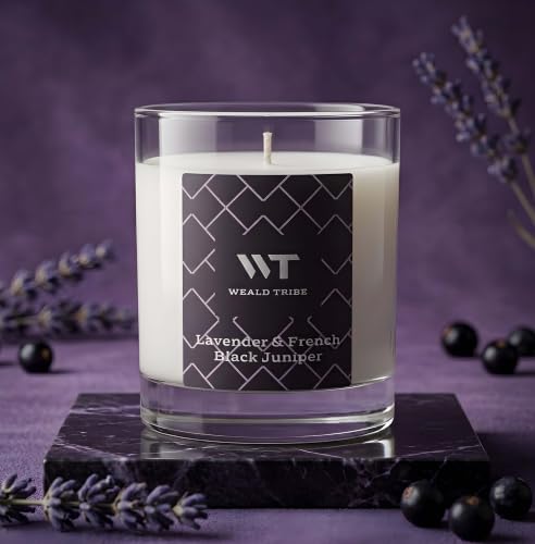 Lavender & French Black Juniper Jay Candles Soy Wax Blend | 7.06 oz Long Lasting Scented Candles For Home Air Freshener - Hand Poured Gift Candles With Essential Oil