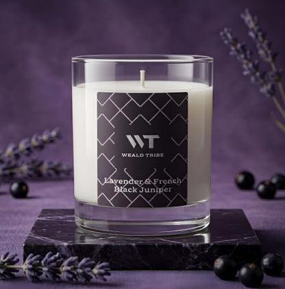 Lavender & French Black Juniper Jay Candles Soy Wax Blend | 7.06 oz Long Lasting Scented Candles For Home Air Freshener - Hand Poured Gift Candles With Essential Oil