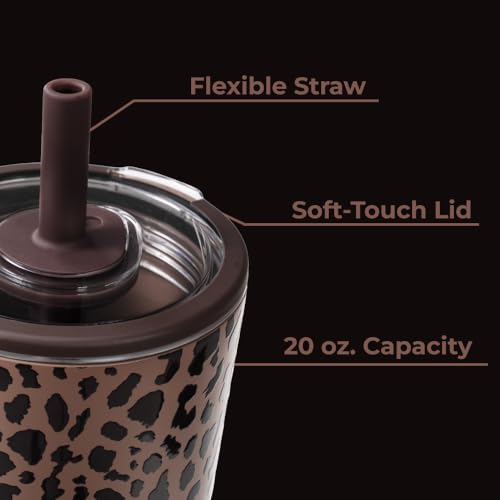 HydroJug Everyday Tumbler 20 oz, Ceramic-Lined Straw Cup, Brown Leopard - color: Brown Leopard, size: 20 Ounces