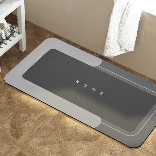 Housego Absorbent Bath Mat, Quick Dry Bath Rug, 16.93x34.65 Inch, Dark Gray | Absorbent Bath Mat Magic Rug; Quick Drying Magic Bath Mat Non-Slip Floor Rug Rubber Backed for Bathroom Kitchen Shower Sink - color: Dark Gray, size: 1'5" x 2'11" (Rectangular)