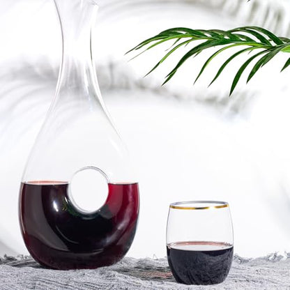 FOCUSLINE 32 Pack 12 OZ Plastic Wine Glasses, Stemless Disposable Wine Cups, Gold Rim Unbreakable Wine Glasses, Reusable Shatterproof Recyclable and BPA-Free Plastic Wine Cups - color: 12OZ-32-Gold Rim