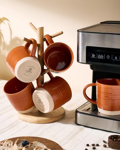 famiware Coffee Mugs Set of 4, 13 oz Mug Set, Ceramic Cup Set with Handle | Stoneware Mug for Coffee, Tea, Latte, Cappuccino, Microwave and Dishwasher Safe, Constellation Series，Terracotta - color: Constellation-Terracotta, size: 4 Count (Pack of 1)