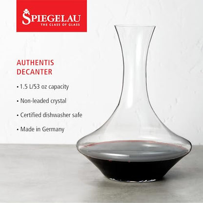 Spiegelau Authentis Crystal Wine Decanter, Modern Carafe for Red and White Wine, Elegant Glass Pitcher for Wedding Gifts, Housewarming, Home Bar Accessories, 53 oz (1.5 Liters), Set of 1 - style: 1.5 L Decanter