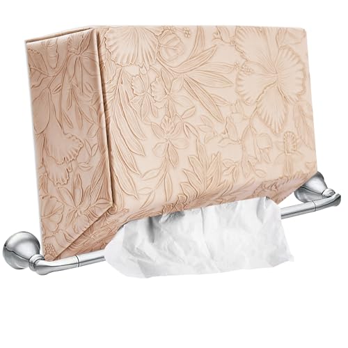 Hand Towels Box Cover,PU Leather Tissue Box Cover Holder Compatible with Kleenex Disposable Paper Hand Towels Suitable for Dining,Kitchen,Bathroom(1-Carved Light Brown) - color: 1-carved Light Brown2