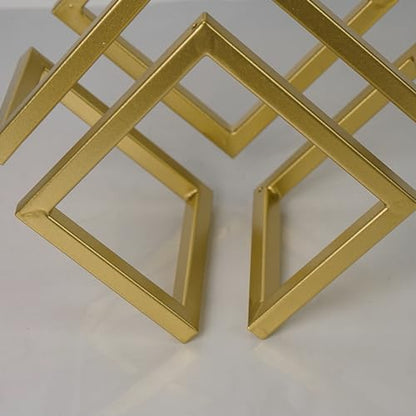 DreamsEden Geometric Cube Sculpture Gold Block Modern Statues Metal Art Decorative Desktop Ornaments