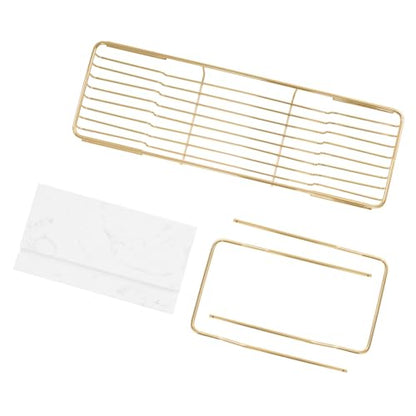 Expandable Bathtub Tray Caddy for Luxury Bath, Extra Wide Acrylic Tub Tray with Natural Marble Board, Waterproof Bath Tub Shelf for Phone, Wine, Book, Tablet Stand - Ideal Home Spa (Gold, White) - color: Gold, White