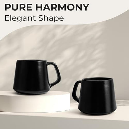 MIAMIO - Coffee Mugs Set of 4, Ceramic Mug (14oz) - Luxe (Black) | Large Ceramic Coffee Mugs for Cappuccino, Tea and Espresso, Tea / Coffee Mug 4-Piece Set, Cup Set - dishwasher safe - color: Black Series