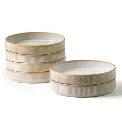 famiware Star 7.5" Pasta Bowls Set of 6, Plate Bowls, Cappuccino White | Double Reactive Glaze, Microwave & Dishwasher Safe, Lead-free and Cadmium-free, Stoneware Scratch Resistant, Kitchen Bowls - color: Cappuccino White, size: 6 pcs