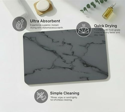 Premium Stone Bath Mat Diatomaceous Earth Ultra Absorbent Quick Drying Easy to Clean Non-Slip Diatomite Stone Bath Shower Mat Ideal for Bathroom Floor (Marble Grey) - color: Marble Grey