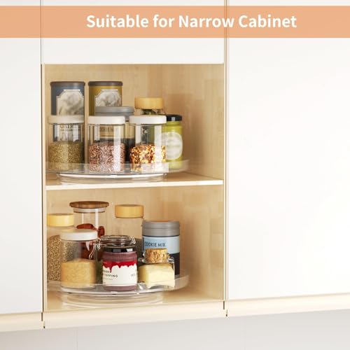 2 Pack Lazy Susan Organizer Turntable, Clear 9 Inch Rotating Organizer Tray for Cabinet Table Top, Round Non-Skid Refrigerator Lazy Susan, Kitchen Storage for Pantry Countertop Bathroom, Spice Rack - size: 9inch - 2 Pack