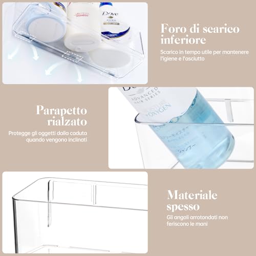 PAVSTINE 2 Pcs Clear Shower Shelf, Large Bathroom Wall Mounted Shower Caddy | No Drill Self Adhesive Bathroom Organizer with Self Adhesive Tape - size: Large-tall-2 Pack