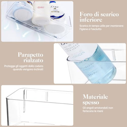PAVSTINE 2 Pcs Clear Shower Shelf, Large Bathroom Wall Mounted Shower Caddy | No Drill Self Adhesive Bathroom Organizer with Self Adhesive Tape - size: Large-tall-2 Pack