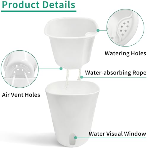 TCBWFY 4 Inch Self Watering Pots for Indoor Plants,8 Sets Self Watering Planter Pots with Visual Water Level Window and Multiple Vents,Self Watering Plant Pot for All House Plants,Flowers,Herbs - size: 4 Inch - 8 Sets