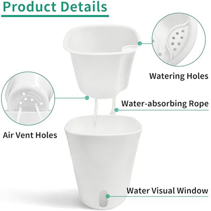 TCBWFY 4 Inch Self Watering Pots for Indoor Plants,8 Sets Self Watering Planter Pots with Visual Water Level Window and Multiple Vents,Self Watering Plant Pot for All House Plants,Flowers,Herbs - size: 4 Inch - 8 Sets