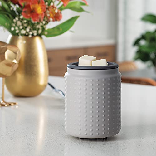CANDLE WARMERS ETC. Wax Melt Fragrance Warmer for Scented Wax Melts, Cubes, Tarts with Silicone Dish Top|Gray Hobnail Dot Ceramic - style: Gray Hobnail