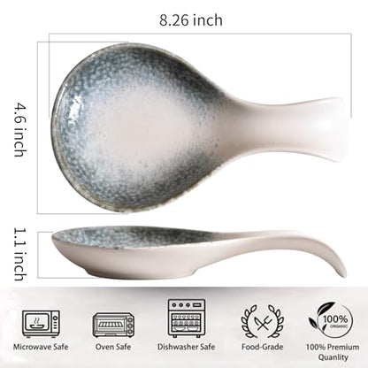 Ceramic Spoon Rest for Stove Top, 8 Inches Large Spoon Holder for Kitchen Counter, Porcelain Utensil Rest, Housewarming Christmas Gift, Dishwasher Safe Heat-Resistant, Ice-Flecked Smoke White(1 PC) - color: Ice-Flecked Smoke White