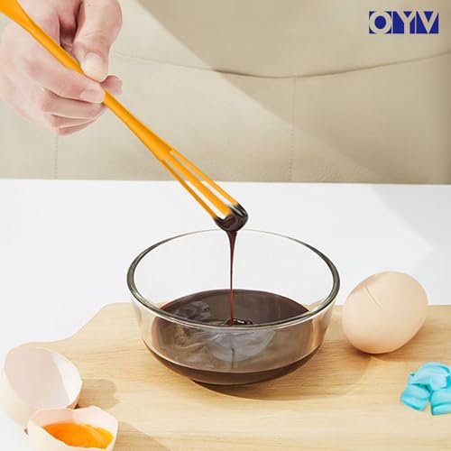 OYV 2-In-1 Mini Whisk and Spoon, Set of 2, 8.5-Inch, White/Yellow | Flexible And Lightweight, Comfortable Long Handle, Easy To Store, BPA-Free, For Eggs, Sauces, Coffee And Hot Chocolate - color: White+Yellow