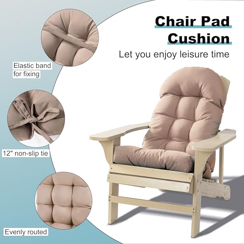 Adirondack Chair Cushion, Rocking Chair Cushion 44x19.4x4 inch, High Back Patio Cushions of Upper and Lower with Ties, Sunscreen and Fade-Resistant (Beige, 2) - color: Beige