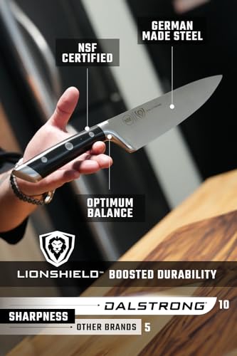 Dalstrong 12-Piece Elite Knife Block Set — German High-Carbon Steel, Full-Tang, Hand-Polished — Chef + Santoku + Nakiri + Boning + Fillet + 6 Steak — Gladiator Series Manchurian Ash Block, NSF - color: Black, size: 12-Pc