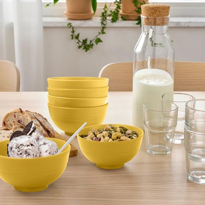 wheat straw icecream bowls 10oz set of 8 - Unbreakable Dessert Bowls Freezer Safe - Small Bowls for Yogurt,Snack and Fruits. Yellow - color: Yellow, size: 10 oz