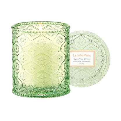 LA JOLIE MUSE Kyoto Vine Moss Scented Candle for Home, Natural Soy, 40 Hrs | Luxury Green Jar Candle, Clean Non Toxic Wax, Fresh Summer Candles, Gifts for Women & Men, Forest Candles, Leaves & Vetiver - color: Kyoto Vine & Moss