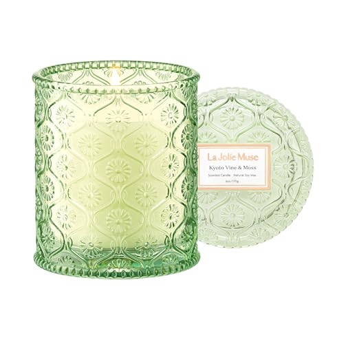 LA JOLIE MUSE Kyoto Vine Moss Scented Candle for Home, Natural Soy, 40 Hrs | Luxury Green Jar Candle, Clean Non Toxic Wax, Fresh Summer Candles, Gifts for Women & Men, Forest Candles, Leaves & Vetiver - color: Kyoto Vine & Moss