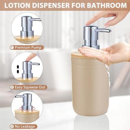 Bathroom Accessories Set 5Piece Beige Bathroom Sets, Toothbrush Holder, Toothbrush Cup, Lotion Soap Dispenser, Soap Dish and Qtip Holder Bathroom Decor - style: Beige