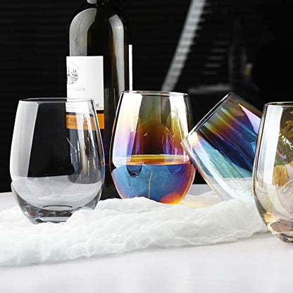 LUXU Wine Glasses Large Stemless Wine Glasses,20 oz,Set of 4 | Grey Juice Drinking Glasses,No Stem Glass Beverage Cups,All-Purpose Water Glasses for Ice Coffee,Tea,Red or White Wine - color: Gray
