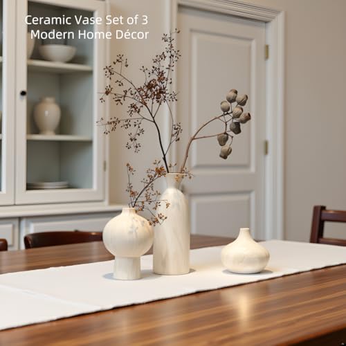 White Ceramic Vase Set of 3