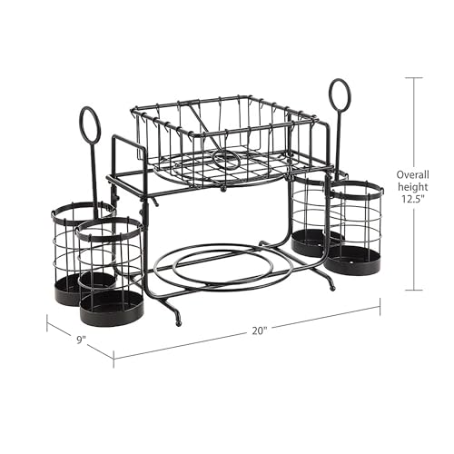 Metal Buffet Caddy Tabletop Organizer, Flatware Napkin and Plate Picnic Caddy Stackable Serving Set for Kitchen, Picnic, Camping, Party,Dining, Entertaining, Parties,Thanksgiving