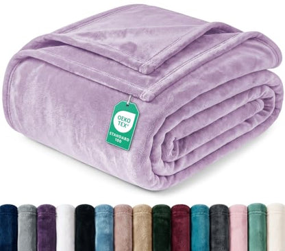 Utopia Bedding Lilac Fleece Blanket Queen Size Fuzzy Soft Anti-Static Microfiber Bed Blanket (90x90 Inch) - color: Lilac, size: Queen (90x90 Inch)