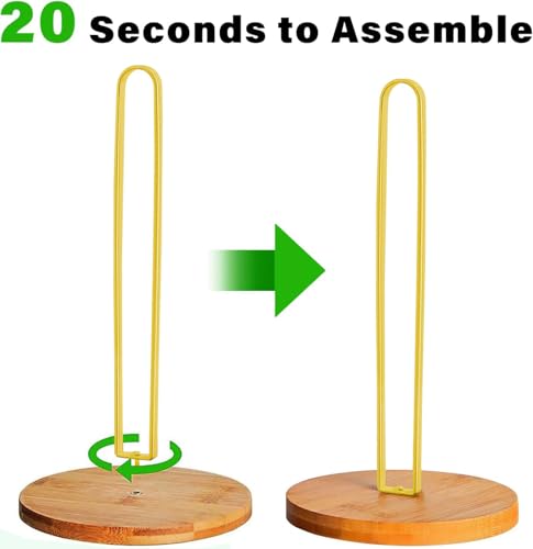TONLEA Wooden Paper Towel Holder Countertop, Kitchen-Towel-Holder FreeStanding with Non-Slip Base for Bathroom - color: Gold
