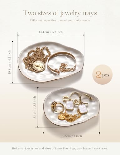 Jewelry Dish Set of 2, Large Jewelry Tray for More Jewelry Ring Dish Jewelry Bowl with Beautiful Package and Greeting Card Perfect for Birthday Gifts for Women - style: Set of 2-Cloud