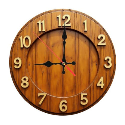 Natural Teak Wood Minimalist Wooden Wall Clock 25cm×25cm