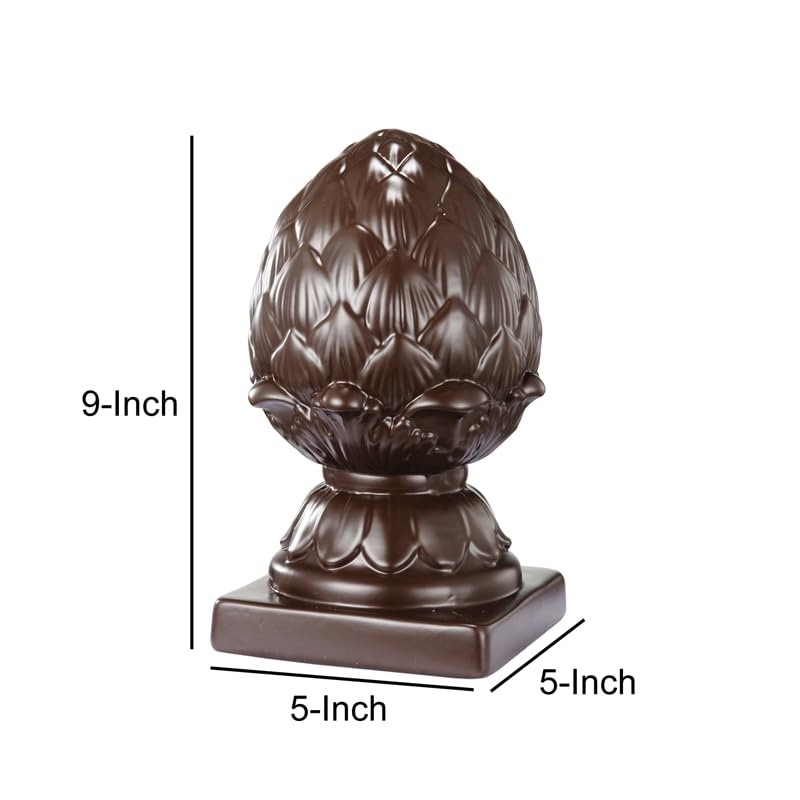 Benjara Ceramic Artichoke Bookends on Square Base, Brown