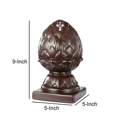 Benjara Ceramic Artichoke Bookends on Square Base, Brown
