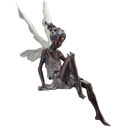 Fairy Garden Ornaments - Outdoor Fairy Tale Angel Statue Decoration for Landscaping Yard, Patio Garden (Brown) - color: Brown
